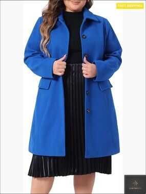 Classic Pea Coat Elegant Long Overcoat Winter Trench Coat Relaxed Fit